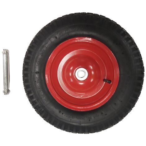 Replacement 15" x 3.4" Pneumatic Heavy Duty Garden Wheelbarrow Wheel & Axel In Red (1/5)