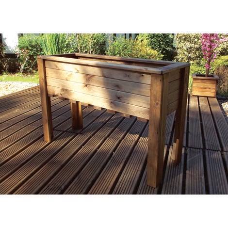 Hand Made Rustic Wooden Large Raised Garden Trough / Flower Bed Planter