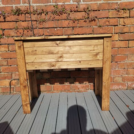Hand Made Rustic Wooden Medium Raised Garden Trough / Flower Bed Planter