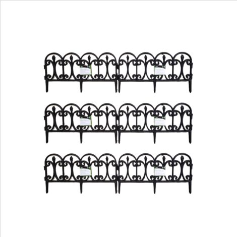 6 x 23cm 4 Piece Black Ornate Garden Border Fence Edging (1/4)