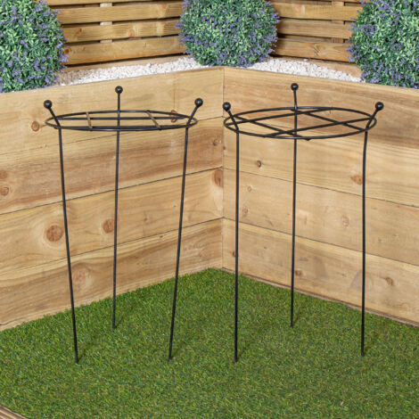 Pack of 2 Tom Chambers Cottage Heavy Duty Black Metal Steel Herbaceous Garden Plant Support Grow Through Small 60cm x 35cm (1/5)