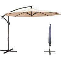 Samuel Alexander 3m Cantilever Parasol in Beige with Crank Handle for Patio Garden Banana Parasol with UV Protection Outdoor Umbrella Sun Shades for Garden