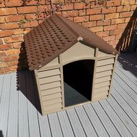 Large Plastic Dog Kennel / House in Brown Ð 86cm x 84cm x 82cm