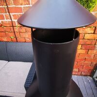140cm Tall Outdoor Garden Patio Chiminea / Log Burner / Fire Pit with Log Store