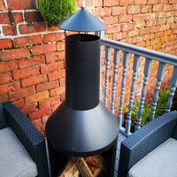 140cm Tall Outdoor Garden Patio Chiminea / Log Burner / Fire Pit with Log Store