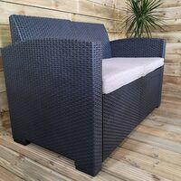 Samuel Alexander Luxury Sturdy Black Rattan Garden Sofa Set With Chairs 4 Piece Rattan Furniture Set Lounger, Includes Sofa, 2 Chairs And Coffee Table