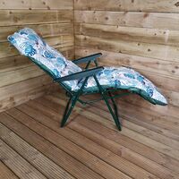 Padded Outdoor Garden Patio Recliner / Sun Lounger - Tropical Leaf