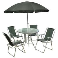 4 Person Textoline Garden Furniture Patio Set 4 Chairs And Parasol