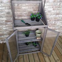 Samuel Alexander Wooden Mini Greenhouse Cold Frame - Small Greenhouse Grey H120 x W69 x D49cm