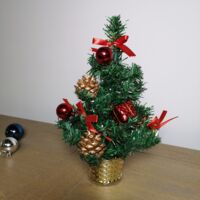 Small Dressed Table Top Christmas Tree - Decorations Included - Red