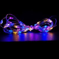 50 LED 2.5m Premier MicroBrights Indoor Outdoor Christmas Multi Function Battery Operated Lights with Timer on Pin Wire in Rainbow