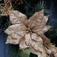 60cm Deluxe Gold Poinsettia Christmas Door Wreath for Indoor / Outdoor
