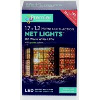 Premier 1.7m x 1.2m 180 LED Multi Action Christmas Net Window Light - Warm White