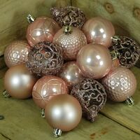 37 x 6cm Shatterproof Blush Pink Christmas Baubles in Matte Gloss And glitter
