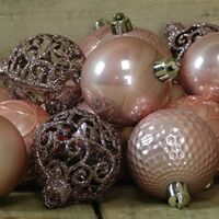 37 x 6cm Shatterproof Blush Pink Christmas Baubles in Matte Gloss And glitter