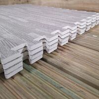 Samuel Alexander 16 Piece Grey Wood Effect EVA Foam Floor Protective Tiles / Mats 60x60cm Each Set For Gyms, Kitchens, Garages, Camping, Kids Play Matting, Floor Mats Set Covers 5.76 sqm (62 sq ft)