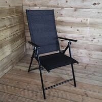 Multi Position High Back Reclining Garden / Outdoor Folding Chair in Black
