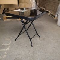 FACTORY SECONDS Scratches and Defects 45cm x 45cm Black Glass Folding Garden Furniture Side Table