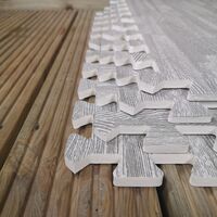Samuel Alexander 12 Piece Grey Wood Effect EVA Foam Floor Protective Tiles Mats 60x60cm Each Set For Gyms, Kitchens, Garages, Camping, Kids Play Matting, Flooring Mats Set Covers 4.32 sqm (46.5 sq ft)