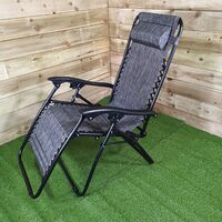 Luxury Zero Gravity Garden Relaxer Chair / Sun Lounger - Grey