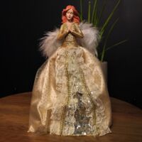 25cm Premier Christmas Tree Topper Angel Decoration with Feather Wings in Gold