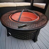 80cm Tall Outdoor Garden Patio / Log Burner / Fire Pit BBQ - Copper Effect Bowl