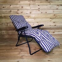 Padded Outdoor Garden Patio Recliner / Sun Lounger with Blue Stripes