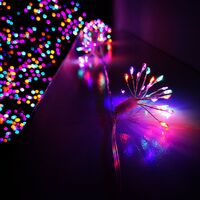200 LED 10 Starburst Premier Christmas Multi Function Battery Timer Lights in Rainbow