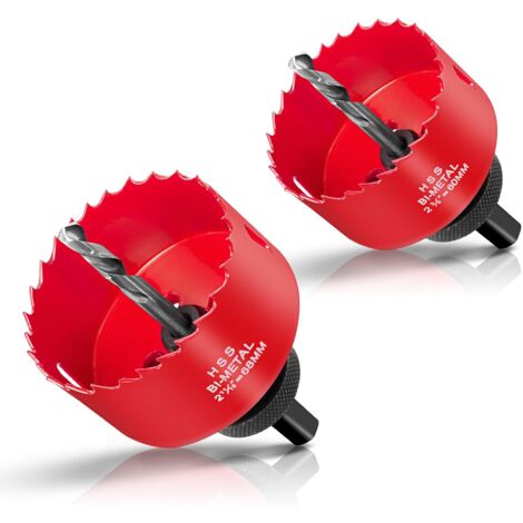 HYCHIKA Lochsägen-Set Bohrer 68 mm 60 mm, 2 Stück Bi-Metall-Bohrer für Gips, Trockenbau, Platten, Kunststoffe und Metalle