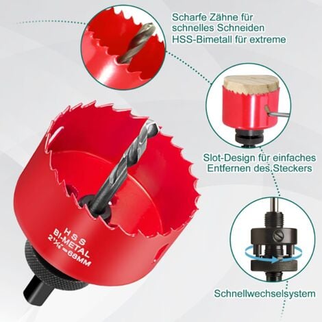 HYCHIKA Lochsägen-Set Bohrer 68 mm 60 mm, 2 Stück Bi-Metall-Bohrer für Gips, Trockenbau, Platten, Kunststoffe und Metalle