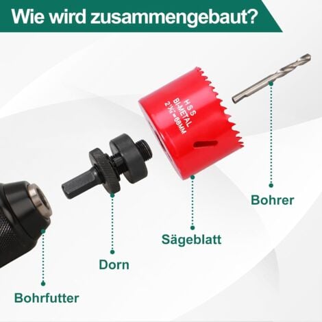 HYCHIKA Lochsägen-Set Bohrer 68 mm 60 mm, 2 Stück Bi-Metall-Bohrer für Gips, Trockenbau, Platten, Kunststoffe und Metalle
