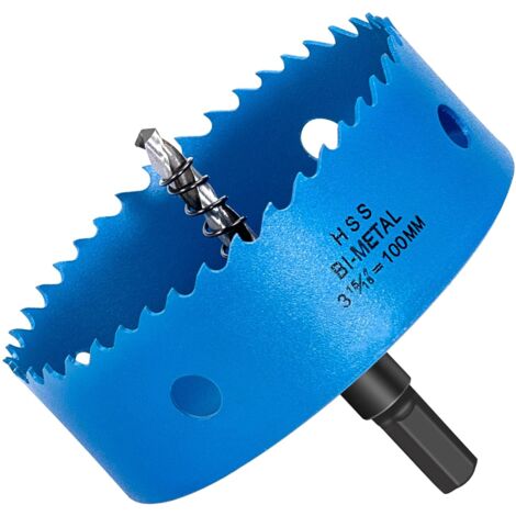 HYCHIKA Lochsäge 100 mm, Lochmesser-Lochbohrer aus HSS M42 Bi-Metall für Holz, Weichmetall und Kunststoff (Rigipsplatten und Trockenbau), mit Trennbohrer und Inbusschlüssel