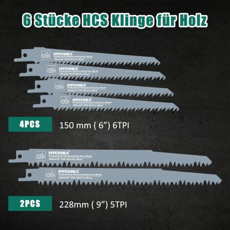 Hychika Stichsgebltter, 6-teilig Stichsgebltter Holz fr Bambus, PVC,  Holz, Trockenbau, Passend fr alle Stichsgebltter