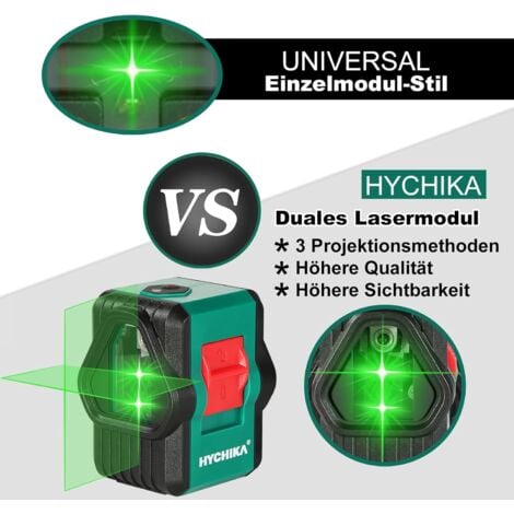 Hychika Kreuzlinienlaser 30 m, selbstnivellierender grüner Linienlaser 360° Grad umschaltbar horizontal/vertikal/Querlinie mit Magnethalterung, IP54, USB-Ladegerät und Schutzhülle