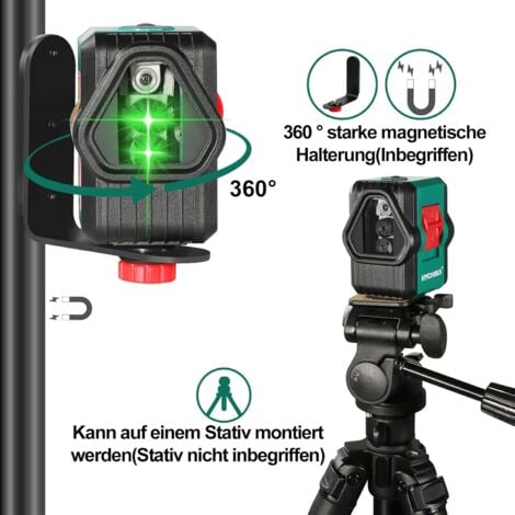 Hychika Kreuzlinienlaser 30 m, selbstnivellierender grüner Linienlaser 360° Grad umschaltbar horizontal/vertikal/Querlinie mit Magnethalterung, IP54, USB-Ladegerät und Schutzhülle