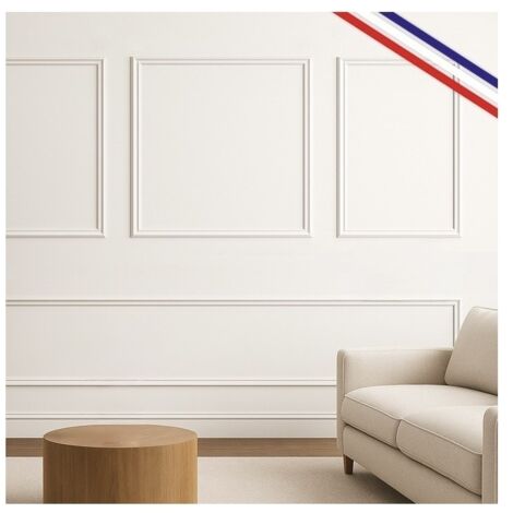 99Déco – Kit de 4 moulures murales en bois massif Pin des Landes – Prêt à coller et peindre – Dimensions 4cm x 1cm – Longueur totale 2,6m