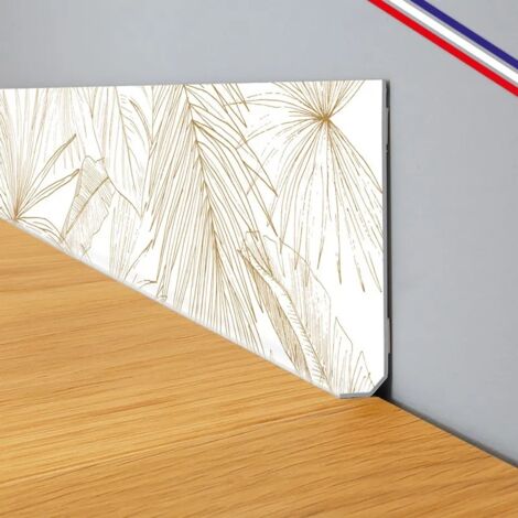 Plinthes PVC adhésives décoratives pour sol - Lot de 25 - 200x8 cm (50m) motif floral marron