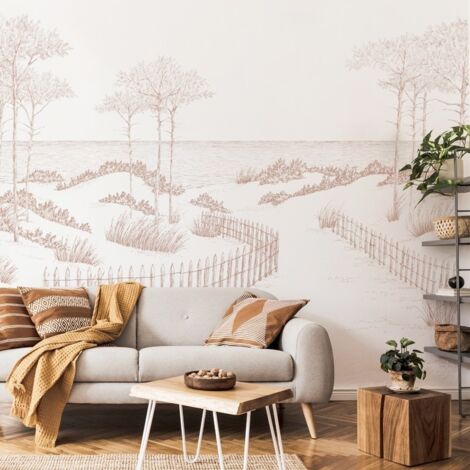 Papier peint panoramique - Les Landes - Rouge - intissé : 150g/m² - 7 lés : 336x270cm