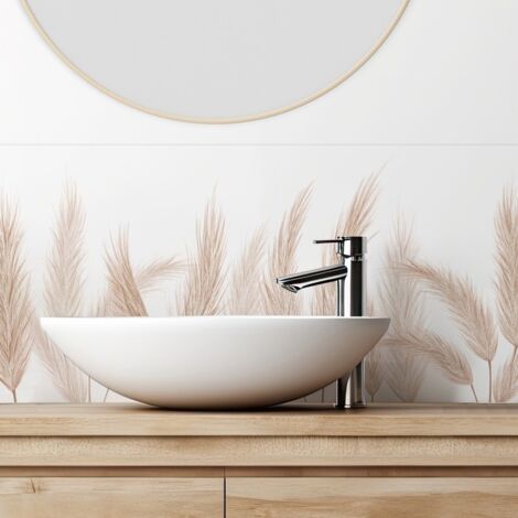Crédence pour salle de bain en PVC marron 140x30 cm (en 2 bandeaux)