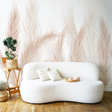 99Déco – Papier peint panoramique intissé 150g/m² – Motif Pampa marron – Dimensions 240x270cm – Pose simple sans table à tapisser