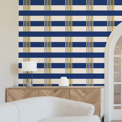 Papier peint raccordable - Positano - Bleu - intissé : 150g/m² - 4 lés : 192x270cm (1/5)