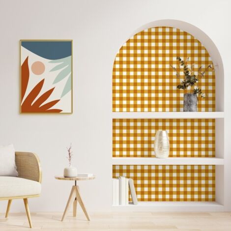 Papier peint raccordable - Vichy - Orange - intissé : 150g/m² - 4 lés : 192x270cm (1/5)