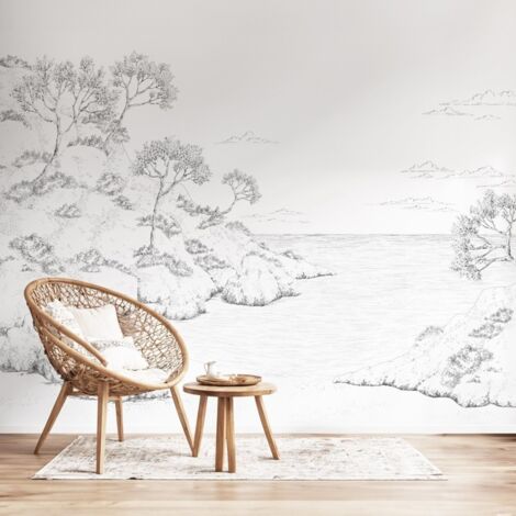 Papier peint panoramique - Calanques - Blanc - intissé : 150g/m² - 7 lés : 336x270cm (1/5)