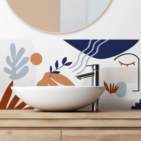 Crédence pour salle de bain en PVC design bleu 140x30 cm (en 2 bandeaux) (1/5)