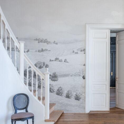 Papier peint panoramique - Campagne - Noir - intissé : 150g/m² - 7 lés : 336x270cm (1/5)