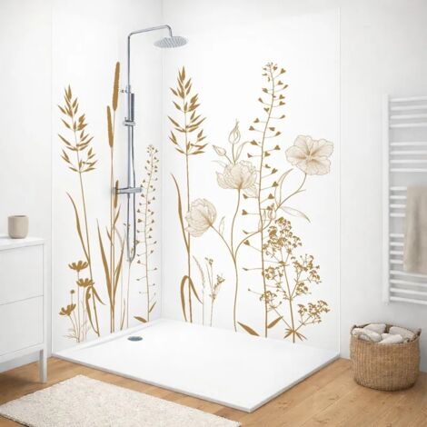 Lot de 2 panneaux de douche en aluminium (90x220 & 120x220 cm) + profilés blanc - Vegetalist - Marron