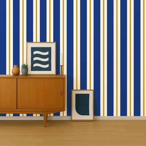 Papier peint raccordable - Bari - Bleu - intissé : 150g/m² - 4 lés : 192x270cm (1/5)