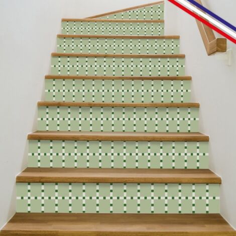 Contremarches adhésives PVC pour escalier - vert - Lot de 5 (18x100 cm) (1/5)