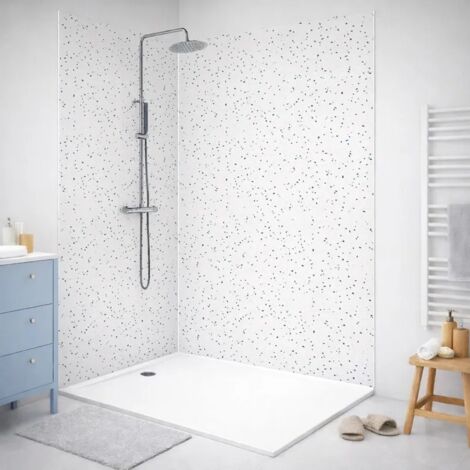 99Déco – Pack de 2 panneaux de douche en PVC 90x220 cm et 120x220 cm – Profilés blanc – Épaisseur 3 mm – Faciles à poser et à nettoyer (1/5)