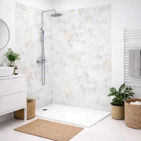 Lot de 2 panneaux de douche en PVC (90x220 & 120x220 cm) + profilés blanc - New Trashwall - Marron